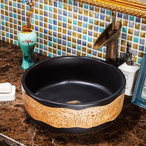 Jingdezhen factory directly art hand painted ceramic antique wash basin