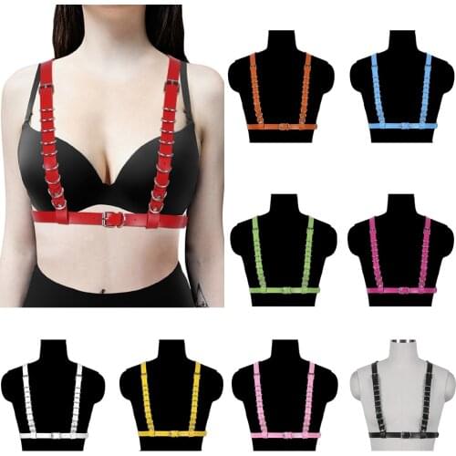Leather Harness Straps Belt Dance Rave Wear Harness Fashion Sex Costumes Adjust Gothic Punk Bondage Tight Suspender Strappy Cage