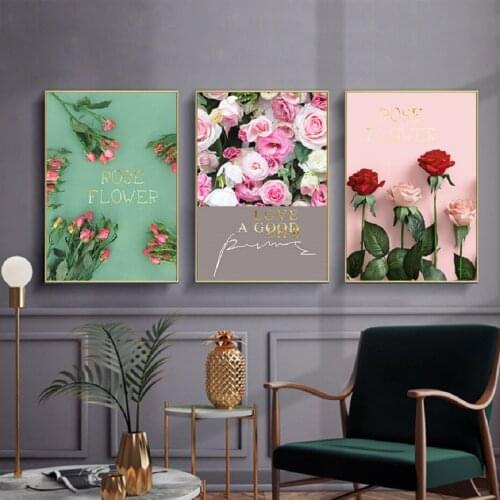 Colorful Rose Flower Canvas Painting Minimalism Posters And Prints Wall Art Pictures For Living Room Nordic Modern Style Decor