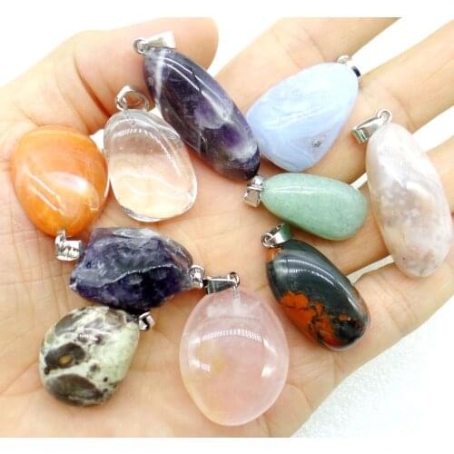2020 Hot Selling Natural stone Quartz crystal agates charm irregular pendant for diy Jewelry making necklace for Men woman 10PC