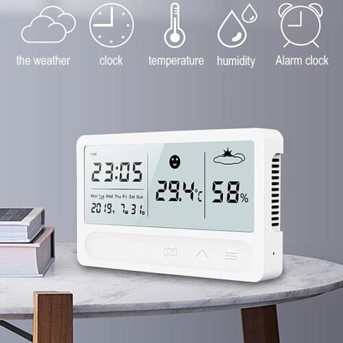 Multifunction Indoor Room LCD Electronic Temperature Humidity Meter Digital Thermometer Hygrometer Weather Station Alarm Clock