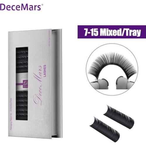 DeceMars eyelash extension 7-15mm Mixed Length in one tray Synthetic Mink Eyelash Extension for Grafting eyelash extension use