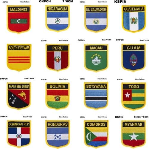 National Flag flag Embroidery Patch Badge Guatemala Comoros Bolivia Botswana Dominican Rep. Myanmar El Salvador
