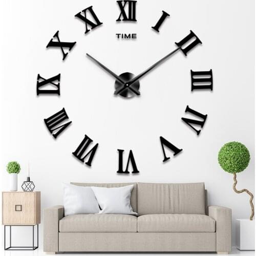 STICKER WALL Watch Clock stickers Creative super large mirror acrylic DIY clock Roman living room bedroom wall mounted clock