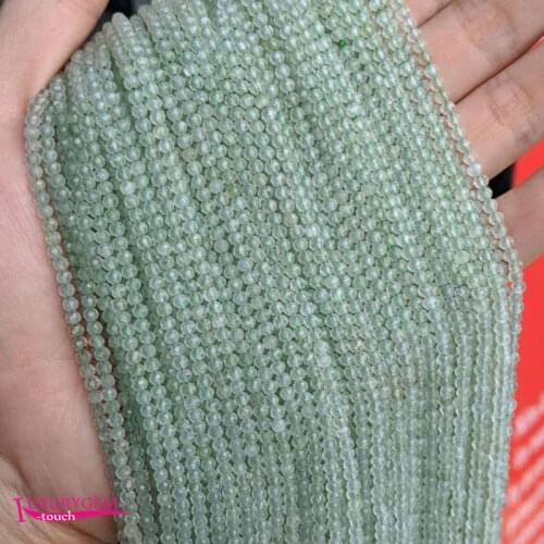 Natural Green Prehnites Stone Loose Small Beads High Quality 3mm Faceted Round Shape DIY Gem Jewelry Accessories 38cm wk343a