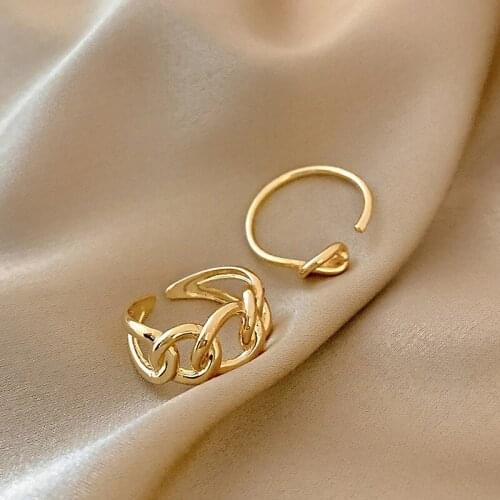 2021 new geometric contracted metal chain ring, temperament fashion womans ring, wedding jewelry gifts wholesale