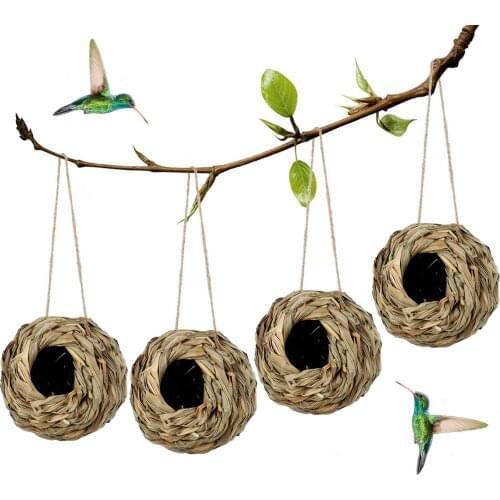 Handwoven Straw Bird Nest Parrot Hatching Breeding Grass Cave Garden Supply Pet Bedroom Courtyard Bird Cages Adornment