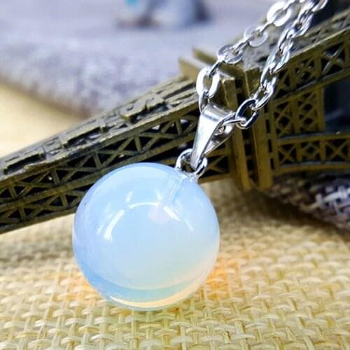 Natural stones Popular alloy + opal spherical birthstone pendant necklace Banquet party womens clothing matching accessories
