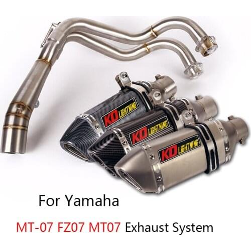 Full Exhaust System for Yamaha MT-07 FZ07 MT07 Motorcycle Header Mid Link Tube Slip On 51mm Muffler Escape Removable DB Killer