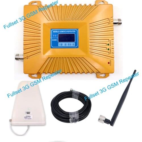 Full set 900 2100 Mhz dual band 2g 3g repeater gsm 3g repeater mobile phone signal booster Amplifier with indoor outdoor antenna