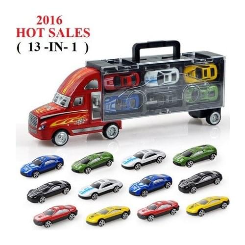 Portable Kids Mini Pull Back Cars Toy Diecast Alloy Car Model Toys Container Truck Child Kids Best Gift Random Color