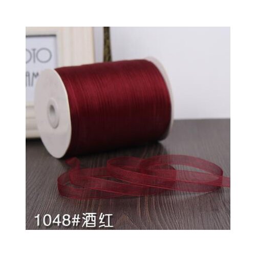 Chiffon 1cm Red wine Silk Organza Polyester Ribbon For Sewing Wedding Decoration Webbing Crafts Gift Packing Belt (10 Meters)
