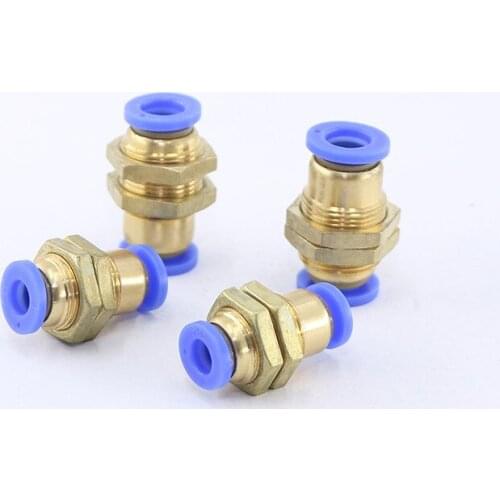 Blue Connector PM Series Air Pneumatic Component Straight Bulkhead Quick Installation Baffle, Suitable for 4 6 8 10 12mm