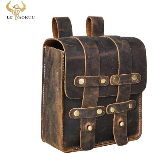 Luxury Thick Crazy Horse Leather men Vintage Travel Belt Fanny Waist Bag Pack Design Bum Hip Bag 6.5" Phone Case Pouch Male 1608