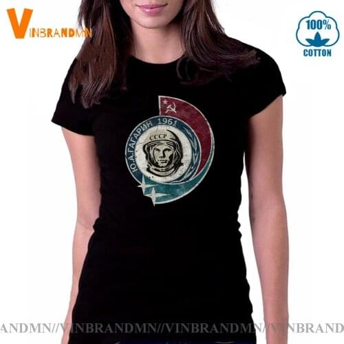 Hip hop Russia CCCP Yuri Gagarin T-Shirt Women Popular fashion Soviet HERO cosmonaut 1961 T Shirt Retro tshirt Hipster Tee