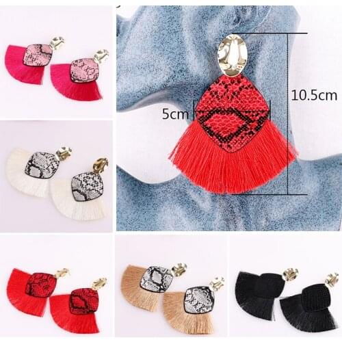 Women earrings 2019fashion jewelry Ladies hoop korean gold vintage statement big indian drop geometric ethnic Artificial leather