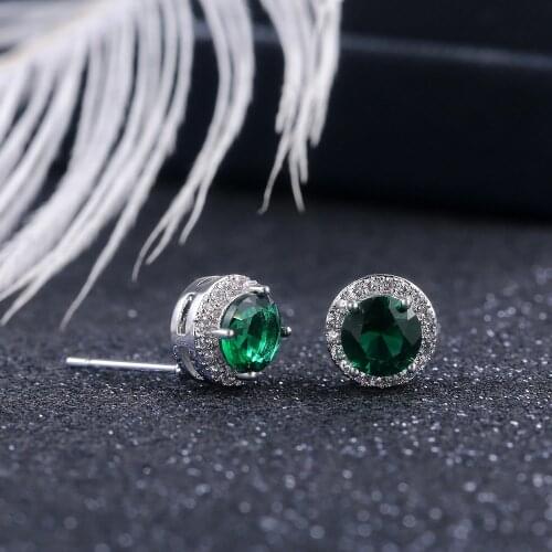 Elegant Silver Color 2 Carat Round Cut Multicolor CZ Zircon Stud Earrings for Women Wedding Jewelry Gift pendientes