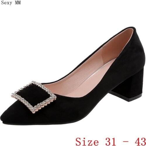 Pumps Women Oxfords Career Shoes Med High Heels Woman Med High Heel Shoes Small Plus Size 31 32 33 - 40 41 42 43