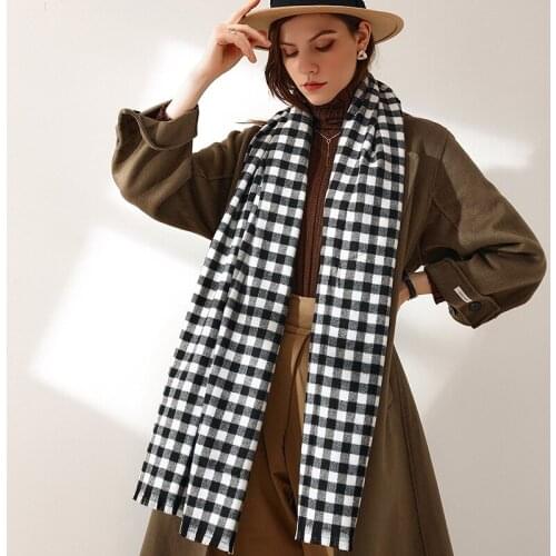 VISROVER 9 colors Winter Check Scarf For Woman Female Shawls Cashmere Handfeeling Winter Wraps Plaid Hijab Poncho Lady Wholesale