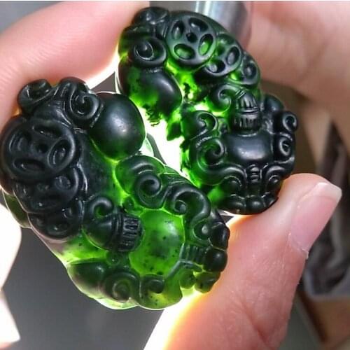 1PC Hand-Carced Natural Black Green Jade Tiger Pendant Necklace Chinese Fashion Charm Jewellrey Amulet Gifts for Men Women