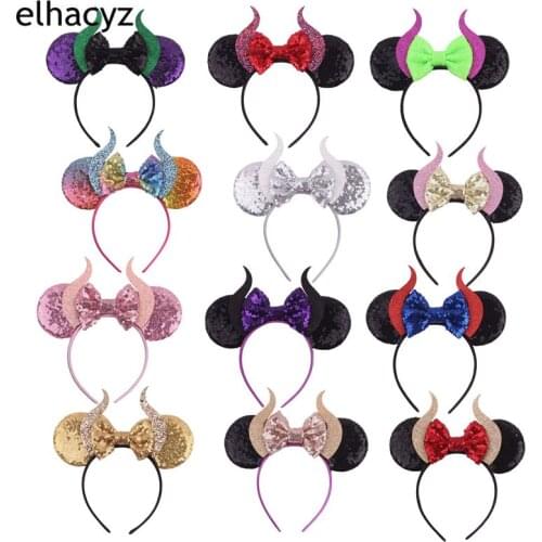 10pcs/lot Hallowen Devil Horn Hairband Girls Women Halloween Festival Mouse Ears Headband Trendy Party Headwear Hair Accessories