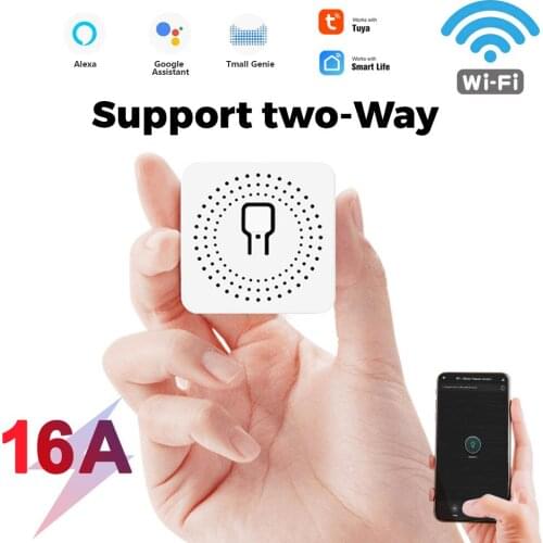 16A Tuya Mini WiFi Smart Switch Led Light Smart Life Push Module Supports 2 3 Way APP Voice Relay Timer Google Home Alexa