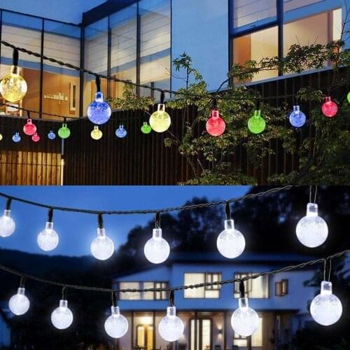 20 LEDS 5M Crystal ball Solar Lamp Power LED String Fairy Lights Solar Garlands Garden Christmas Decor For Outdoor Decoration
