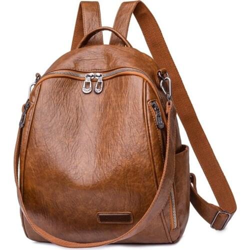 2021 Women Leather Backpack High Quality Sac A Dos Travel Back Pack School Bags for Girls Bagpack Preppy Style Backpack Mochilas