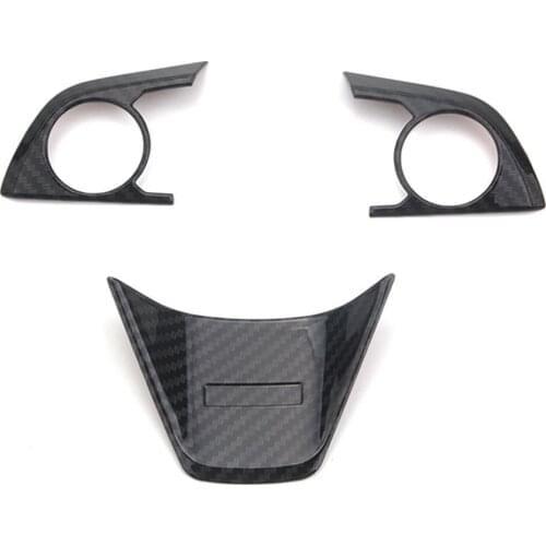 For Toyota Camry 2018 Carbon Fiber Style Car Steering Wheel Switch Cover Trim 3pcs