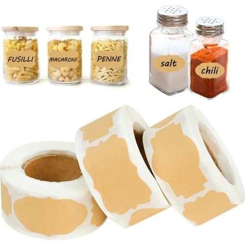 300Pcs Brown Blank Stickers Gift Box Candy Bag Kraft Paper Seal Sticker Label For Home Kitchen Glass Bottle Classification Tags