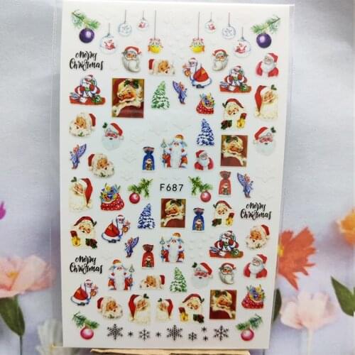 3D Nail Sticker Winter Santa Claus Nail Foil Glue Sticker Christmas Grandpa Snowflake Stickers for Manicure Nail Art Decoration