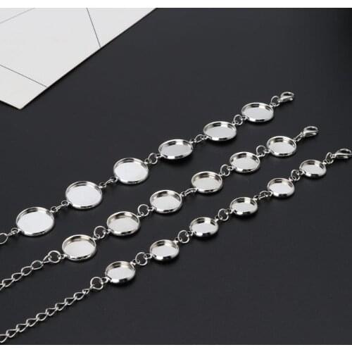 6 Round Bezel Pads DIY Blank Glass Cabochons Bracelet Sliver for Jewelry Making