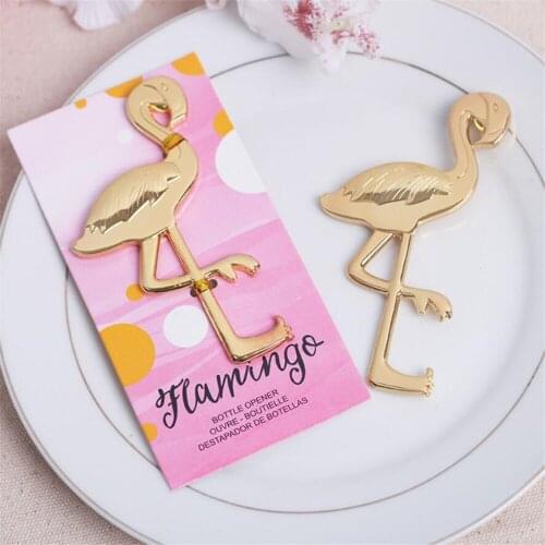 Free Shipping Hot Selling Newest The Guests Present Flamingo Bottle Opener Wedding Favors Party Gift Giveaway Baby Shower 100Pcs