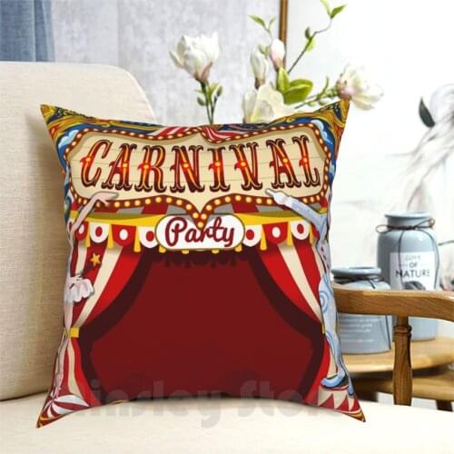 Circus Carnival Invite Poster Pillow Case Printed Home Soft Throw Pillow Circus Carnival Invite Theme Background Game