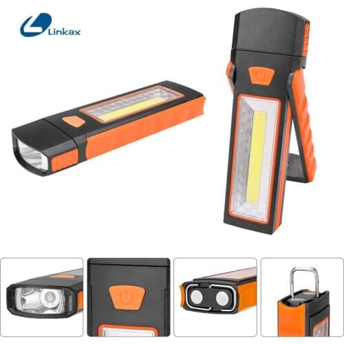 COB LED Work Light Inspection Lamp Flashlight Torch Magnetic Hook Hand Tool Garage Outdoors Camping Sport Lamp