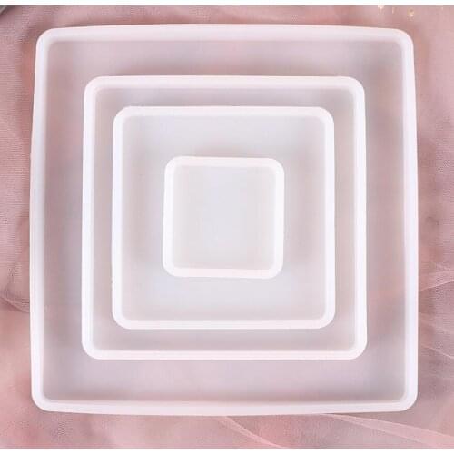 Square Silicone Casting Epoxy Molds For DIY Resin Tray Coaster Uv Epoxy Jewelry Findings Tools Moulds Handmade Craft Making