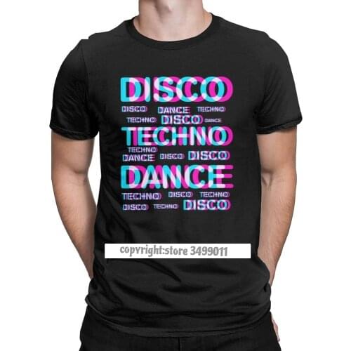 Disco Dance Techno T Shirts Men Cotton Novelty T-Shirt Music Audio Trance Hardcore Tee Fitness Clothes Christmas Day
