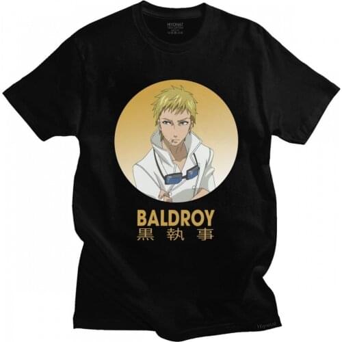 Love Black Butler Characters T Shirt for Men 100% Cotton Casual T-shirt Short Sleeved Anime Manga Baldroy Tee Top Clothing Merch