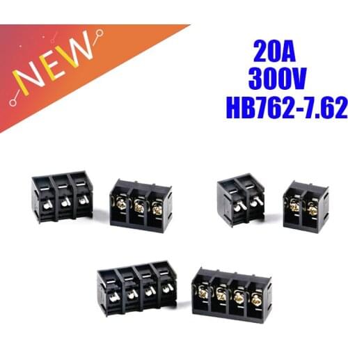 HB762-7.62 2P/3P/4P in-line PCB CONNECTOR BARRIER TERMINAL BLOCK 300V/20A 7.62mm pitch fence terminal