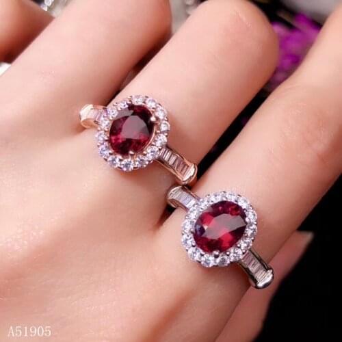 KJJEAXCMY boutique jewelry 925 sterling silver inlaid natural garnet gemstone female luxury ring support detection