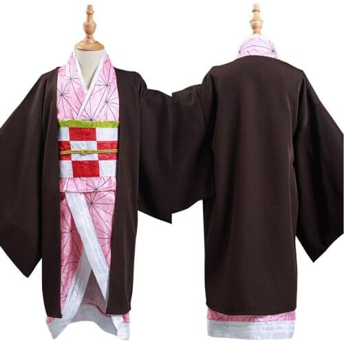 Demon Slayer: Kimetsu no Yaiba Kamado Nezuko Cosplay Costume Kids Kimono Outfits Halloween Carnival Suit