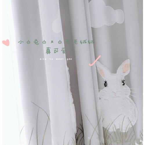 Cute rabbit Blackout curtains Thermal Insulated for kids room Living Room bedroom white sheer pink curtain window treatment