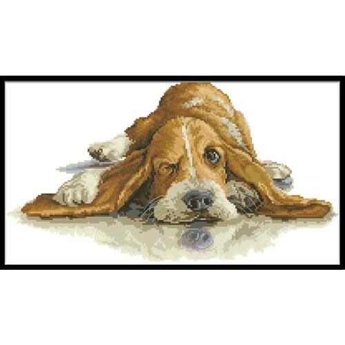 Cute Puppy Counted Cross Stitch Complete Kits Animal Embroidery Needlework Sets 11CT 14CT Diy Handmade Craft Home Decor Painting