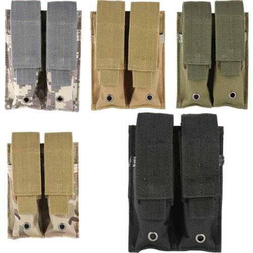 Molle System Tactical Pistol Double Magazine Pouch Molle Clip Military Airsoft Mag Holder Bag Hunting Accessories