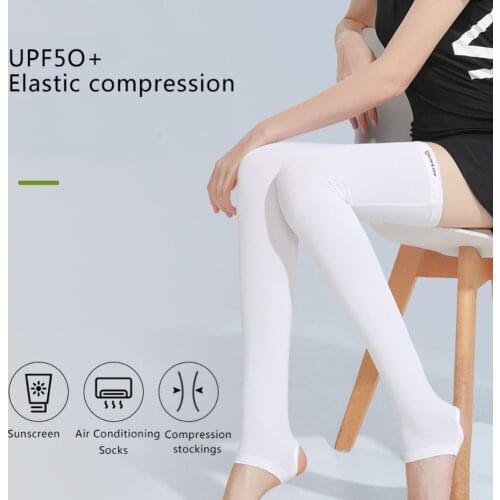 Outdoor Golf Socks Women Sports Socks Sunscreen Translucent Elastic Legging Stockings UV-Proof Light Thin Smooth Long Leg Sock