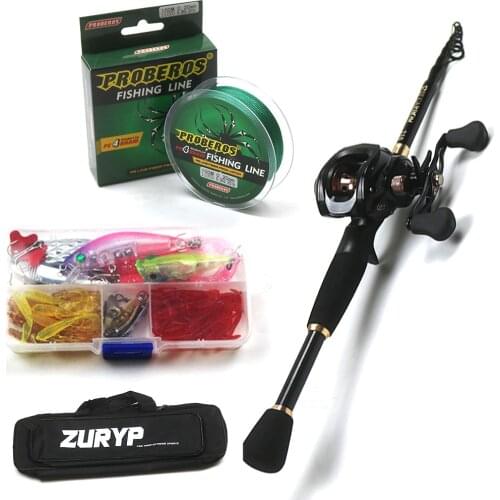 ZURYP New Fishing Rod Reel Combo with bag Portabl Fishing Rod kits Baitcasting Reel Set boat poleTravel Rod Fishing Tackle