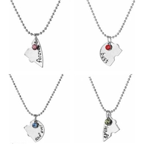 New Best Friends Forever And Ever Pendant Necklaces for Women Heart Shape Puzzle Hand Stamped Friendship Jewelry