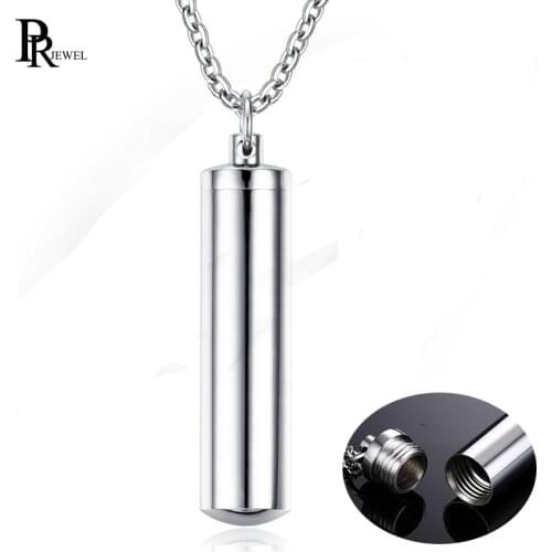 Openable Pill Case Ash Holder Cylinder Necklaces Pendants for Men Woman Silver Color Stainless Steel Unisex Accessories