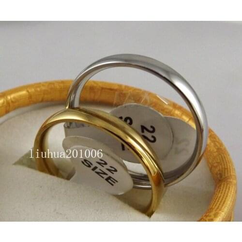 Wholesale 36 pcs Two-color mixed 4 mm width mens womens High Polishing Spherical Stainless Steel Rings