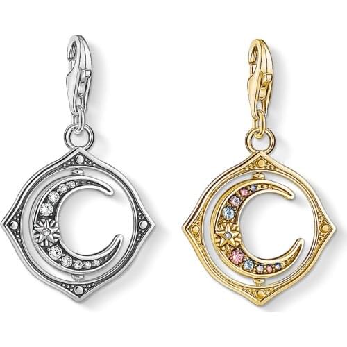 Charm Pendant Rotated Moon Colorful 2021 Brand New Europe Jewelry For Women Romantic Gift 925 Sterling Silver Fit Bracelet